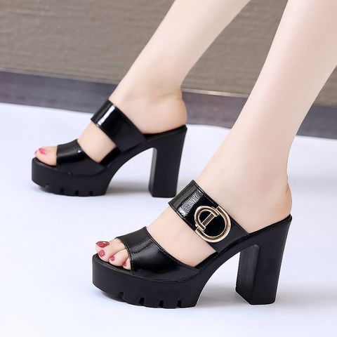 One-piece heel women's casual  leather sandals