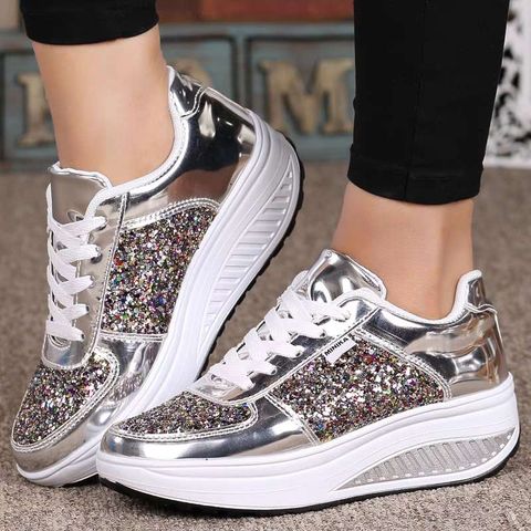 Sequin Mirrored Rocking Shoes For Women