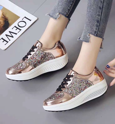 Sequin Mirrored Rocking Shoes For Women