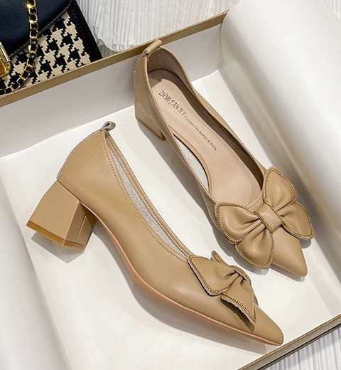 Pointed Shallow Mouth Thick Heel