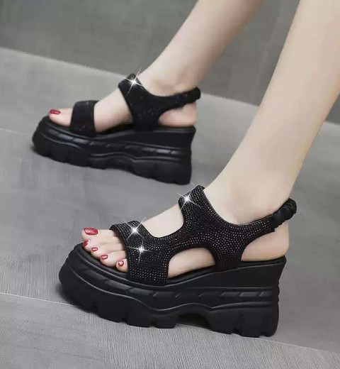 Rhinestone Wedge Heel For Women