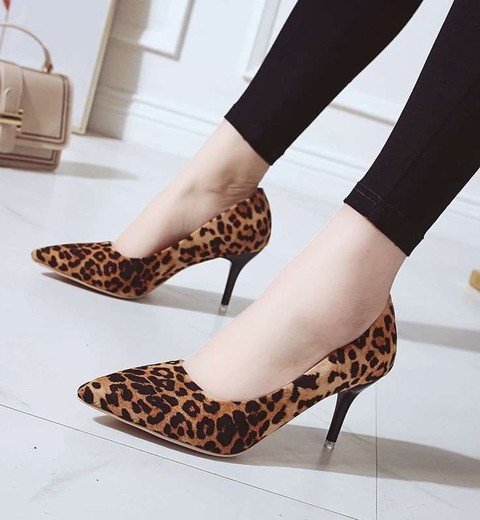 Leopard Print Pointed Toe High Heel