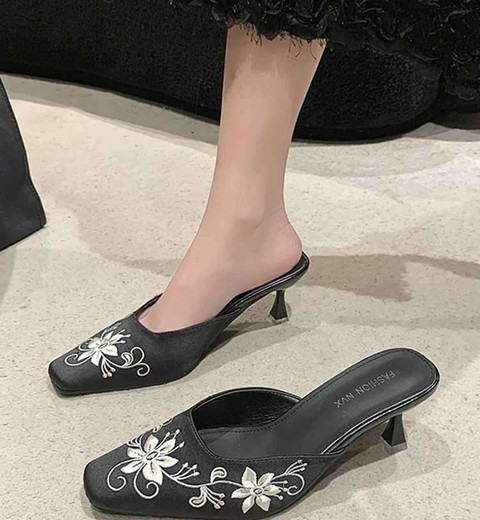 Embroidered Half Slippers for women