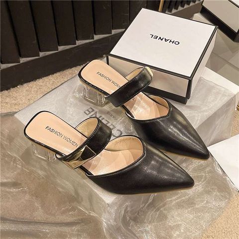 Korean Style Fashion Pointed Toe Thick Heel