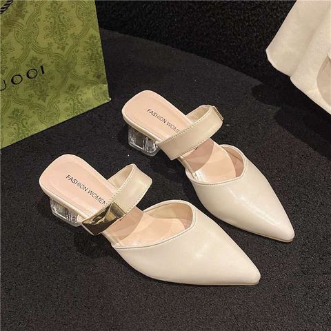 Korean Style Fashion Pointed Toe Thick Heel