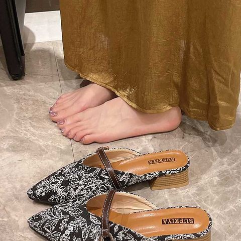 Baotou Half Slippers Pointed Toe For Women