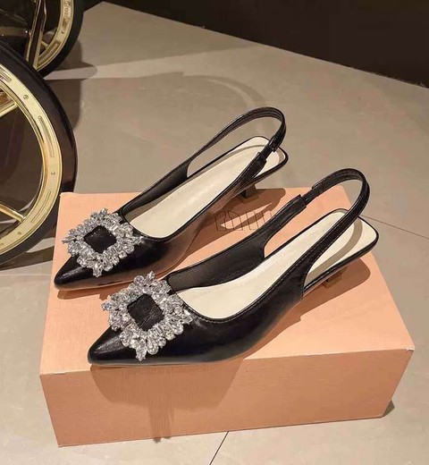 Women's Summer Sandals With Rhinestones Square buckle