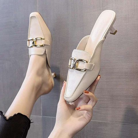 Pointed Toe Half Slippers For Outdoor Wear