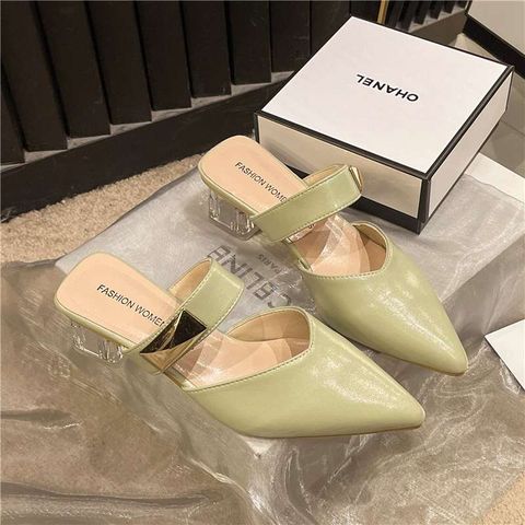 Korean Style Fashion Pointed Toe Thick Heel