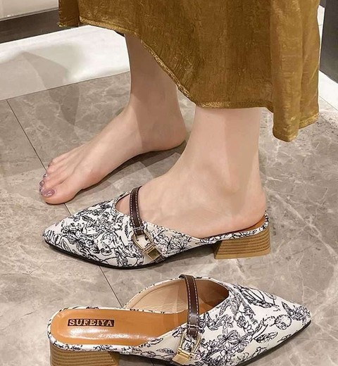 Baotou Half Slippers Pointed Toe For Women