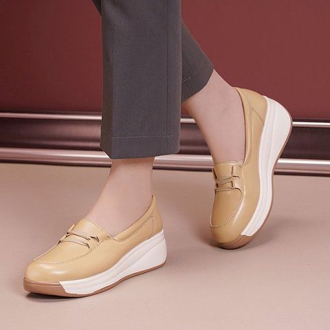 Big Brand Shoes Genuine Leather  Thick-Soled Comfortable Shoes