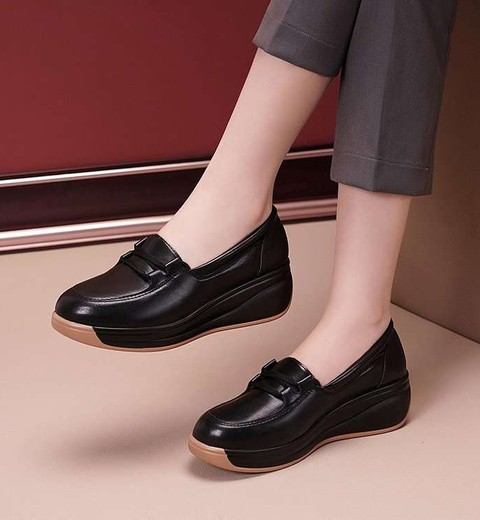Big Brand Shoes Genuine Leather  Thick-Soled Comfortable Shoes