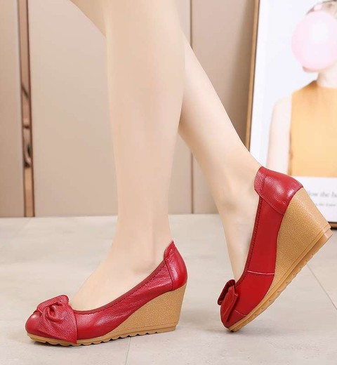 High Heeled Toads Women's Real Leather Cowhide  Wedge Heel