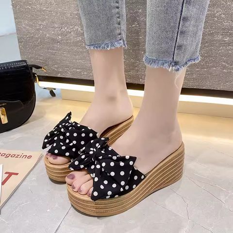 Polka Dot Wedge Heel Sandals For Women