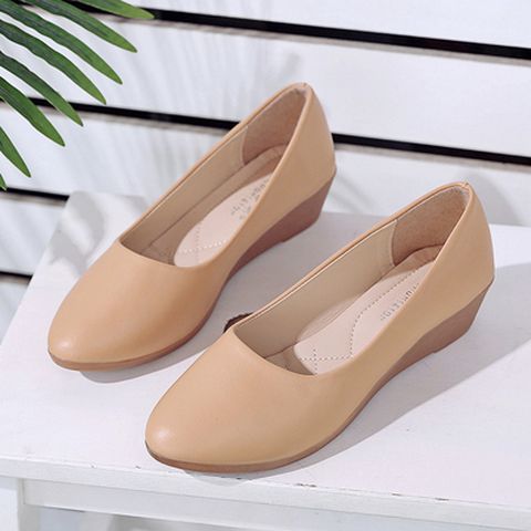 Korean Version  Shallow Mouth Toe Shoes Soft Bottom Wedge Heel Shoes