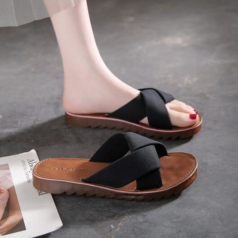 Cowhide Soft Sole Skirt Slippers For Women
