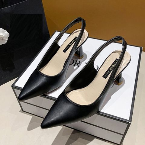 Baotou Sandals  Pointed Thick High Heel