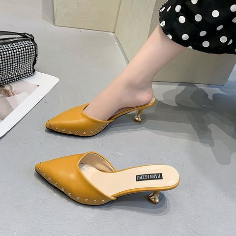Rivet Half Slippers For Women Summer Outdoor Wear  Pointed Shoes