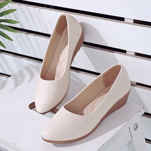 Korean Version  Shallow Mouth Toe Shoes Soft Bottom Wedge Heel Shoes
