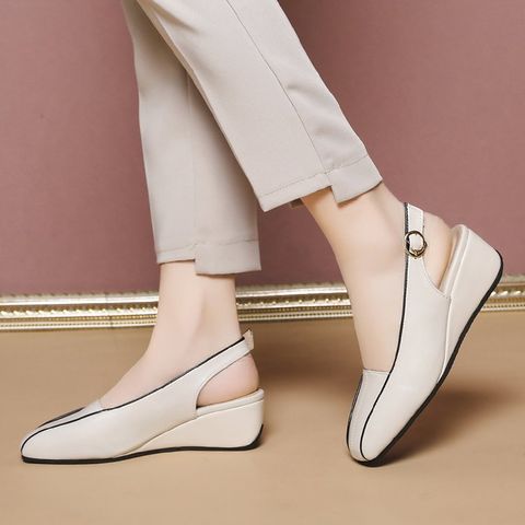 Wedge Heel Closed Toe Sandals Real Soft Leather Comfortable Leather Shoes