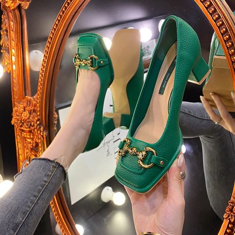 Genuine Leather Retro High Heels For Women