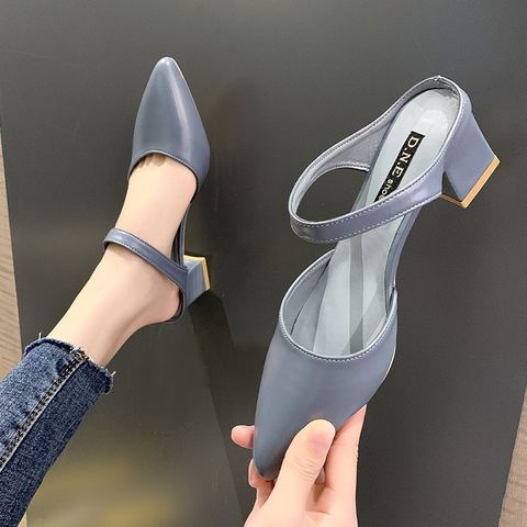 Pointed Sandals For Women Fashionable Mid-Heeled Thick-Heeled