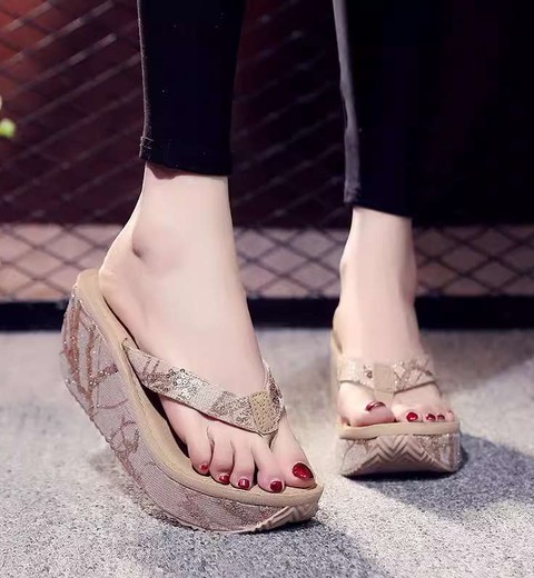 Sequins Wedge Heel Sandals For Women