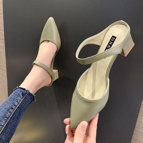 Pointed Sandals For Women Fashionable Mid-Heeled Thick-Heeled