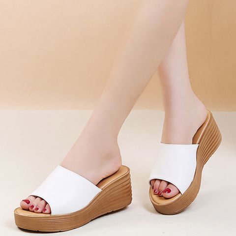 Fashionable High Heel Wedge  Flip Flops Thick Bottom Shoes