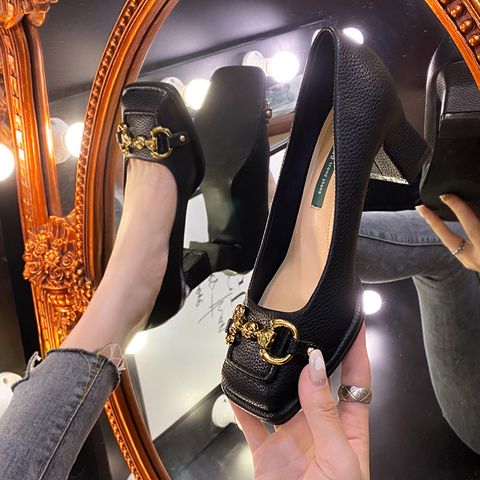 Genuine Leather Retro High Heels For Women