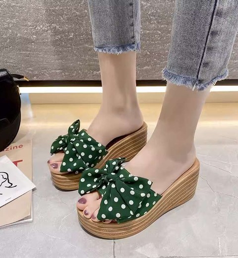 Polka Dot Wedge Heel Sandals For Women
