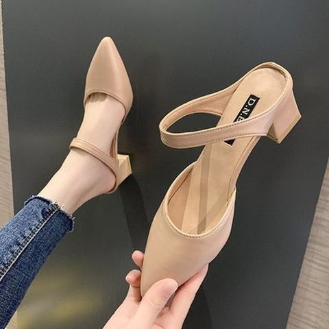Pointed Sandals For Women Fashionable Mid-Heeled Thick-Heeled