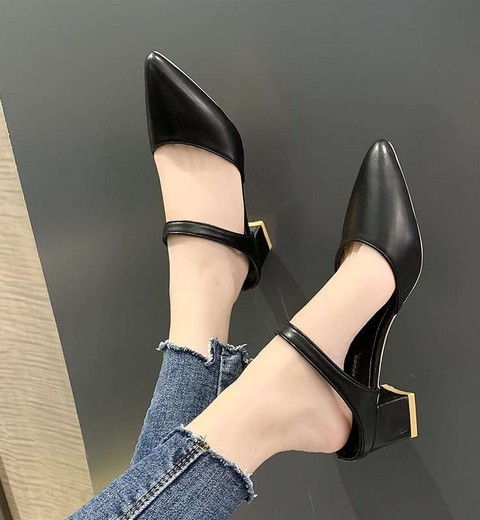 Pointed Sandals For Women Fashionable Mid-Heeled Thick-Heeled