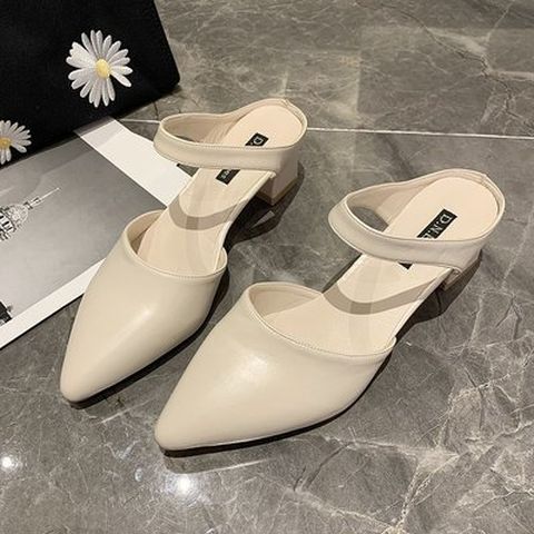 Pointed Sandals For Women Fashionable Mid-Heeled Thick-Heeled