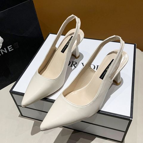 Baotou Sandals  Pointed Thick High Heel