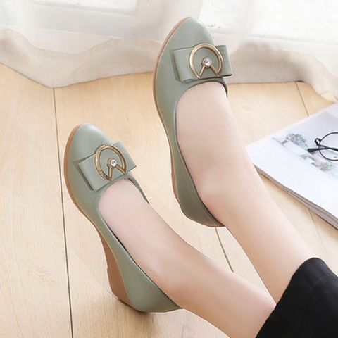 Tods Shoes For Women Summer Shallow Wedge Heel Flat Bow Heigt Shoes Bow Heig