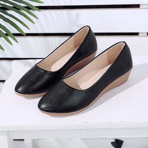Korean Version  Shallow Mouth Toe Shoes Soft Bottom Wedge Heel Shoes