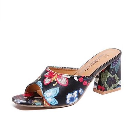 Thick Heel Pointed Prints closed Toe Women's Shoes