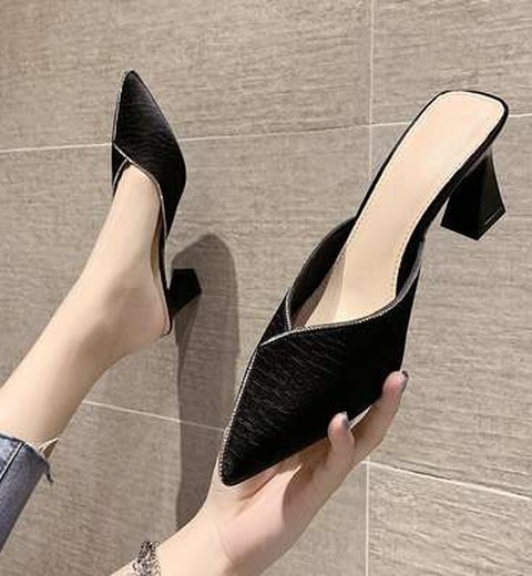 Half Slippers For Women Summer Outdoor Wear Ladies Pointed High Heels