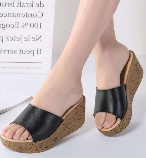 Genuine Leather Wedge Heels