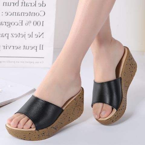 Genuine Leather Wedge Heels