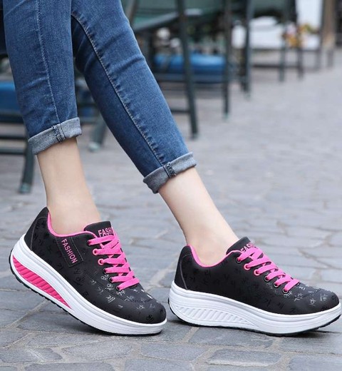 Breathable Mesh Platform Rocking Shoe For Women