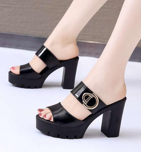 One-piece heel women's casual  leather sandals