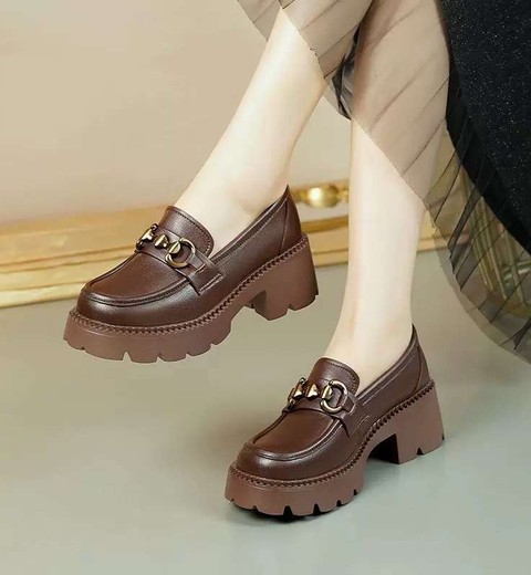 Genuine Leather Thick-Soled loafers For women