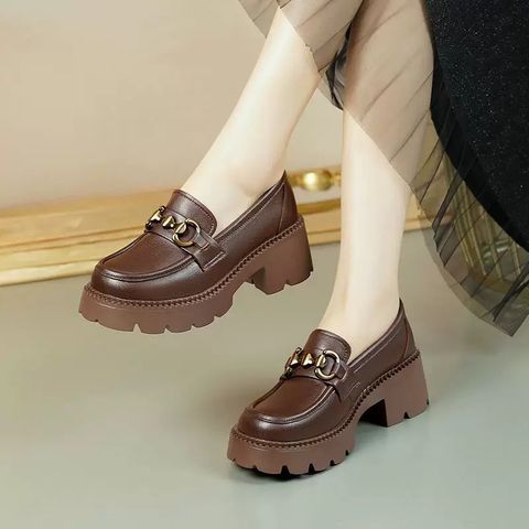 Genuine Leather Thick-Soled loafers For women
