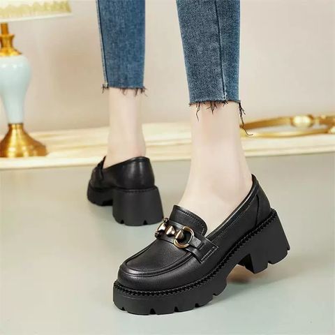 Genuine Leather Thick-Soled loafers For women