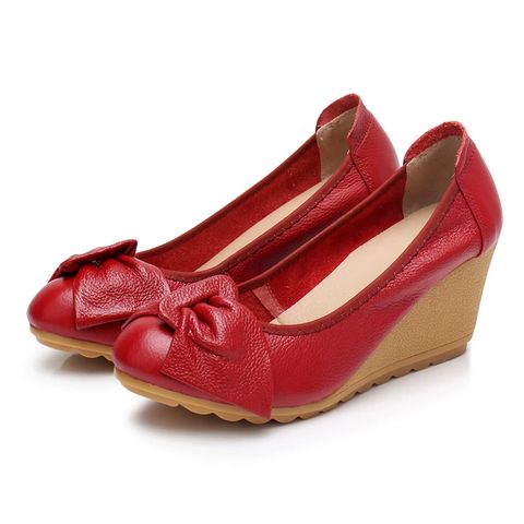 High Heeled Toads Women's Real Leather Cowhide  Wedge Heel