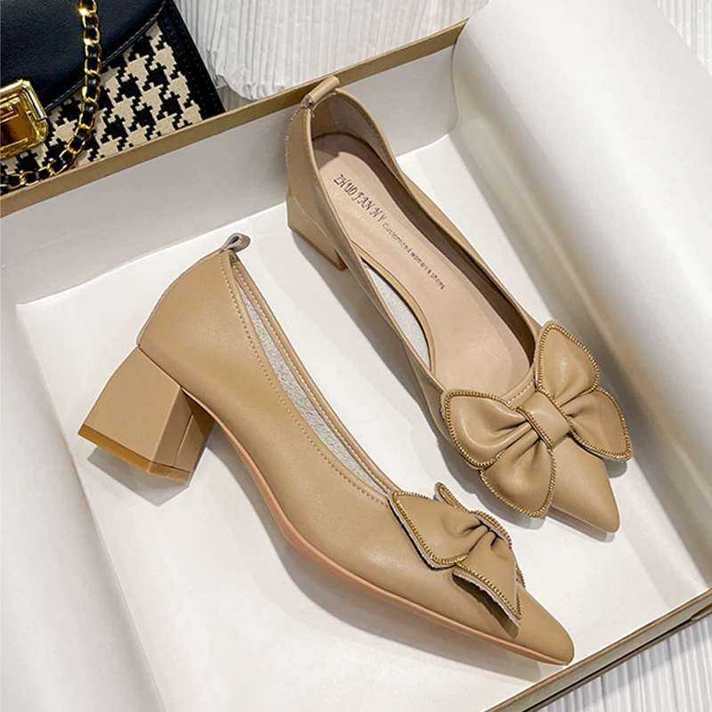Pointed Shallow Mouth Thick Heel