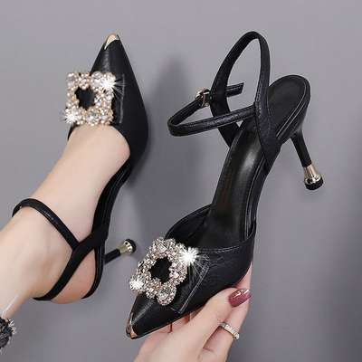Buckle Pointed Toe Fashionable Genuine Leather High Heels