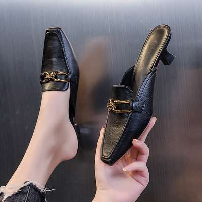 Pointed Toe Half Slippers For Outdoor Wear